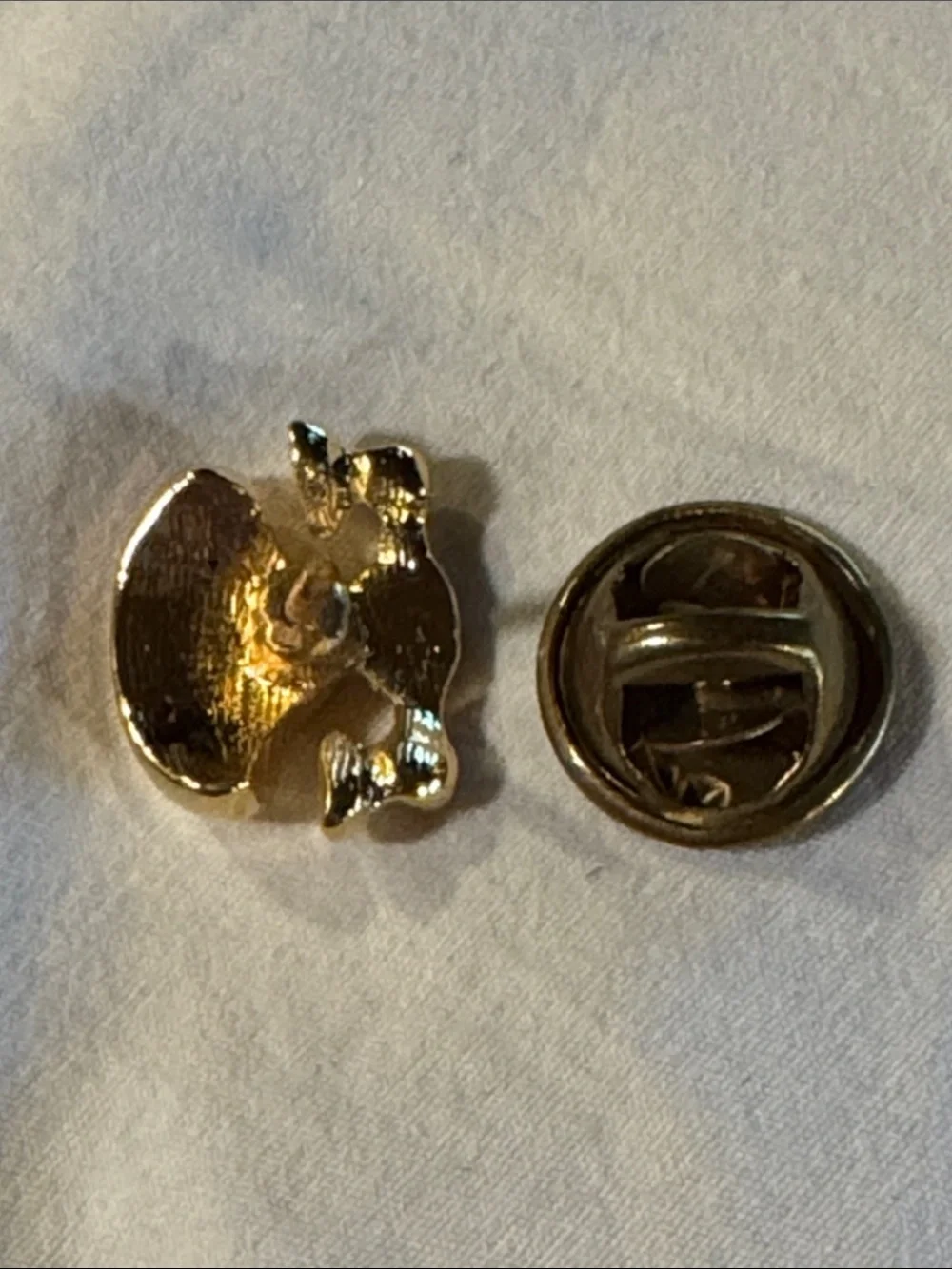 Gold tone Telephone Tie Tack/ Lapel Pin - Shiny Gold Accent